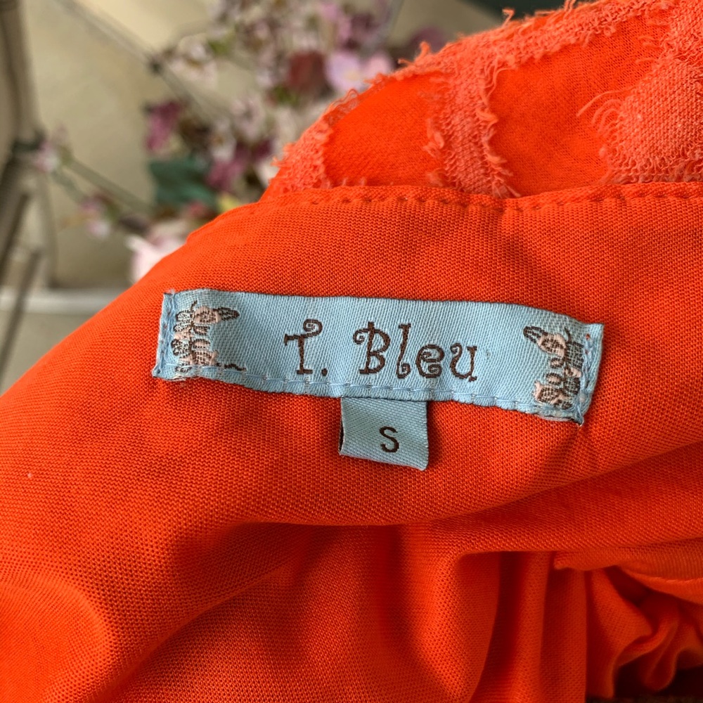 T Bleu Crochet Bodice Orange/Brown Dress-size Sm - Picture 2 of 9